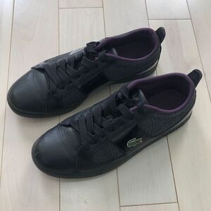 Lacoste Women's Observe 2 Plaid Low Cut Lace Up Sneakers Black and Purple Size 6